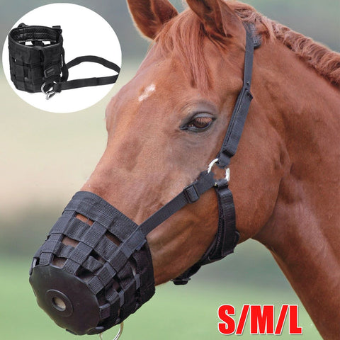 S/M/L Comfort Horse Safety Grazing Muzzle Halter Anti-Bite Mouth Cover Mask Wearable